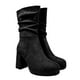 thumbnail image 2 of Bota de Mujer, negra con Plataforma y Diseño Arrugado, 2 of 5