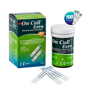 Topmedic - 100 Cintas Tiras Reactivas Para Glucometro On Call Extra