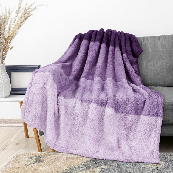 Manta PAVILIA Fluffy Sherpa Ombre 150 x 200 cm, color morado