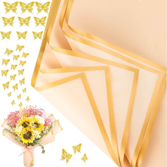 Papel para Ramo de Flores Cridoz 22 x 22 cm con Borde Dorado