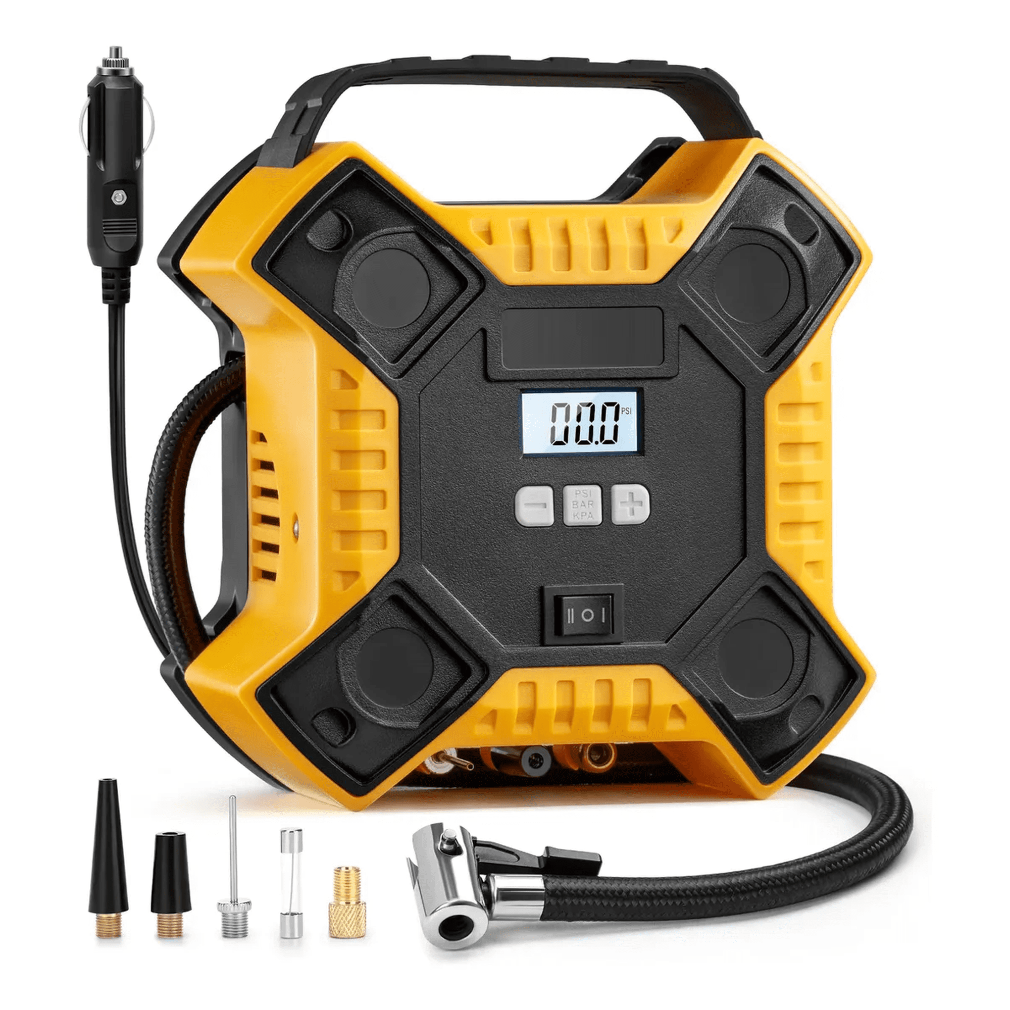 Inflador De Neumáticos Belug De 12v Cc 160psi De Metal Amarillo