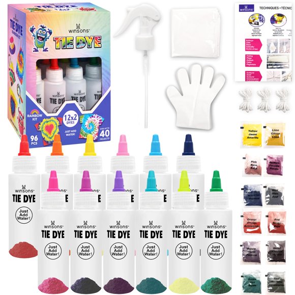 Kit Tie Dye WINSONS de 12 colores para niños con botellas precargadas