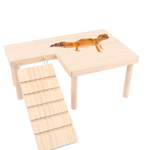 Xusx111 - Reptiles Hideout Madera Con Rampa De Escalada Dragon Bearded Hide Cueva Madera Acuarios Y Terrarios Accesorios (Tamaño Grande En Forma De L)