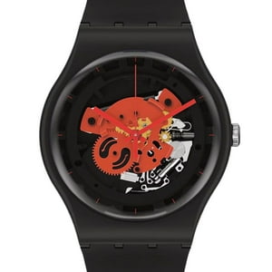 Reloj Swatch Unisex Time To Red Big So32B110 Negro 41Mm