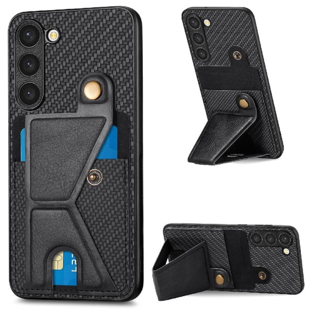 Funda Resistente para Samsung Galaxy S23 con Tarjetero y Soporte, Diseño Magnético Negro