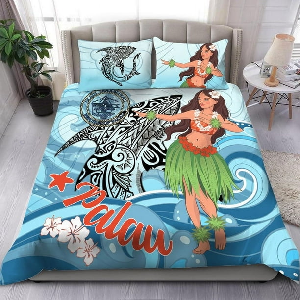 Juego de cama Palau - Niñas polinesias con tiburón