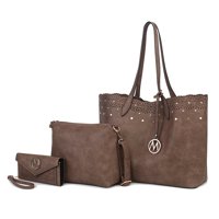 Set De 3 Piezas Para Mujer, Mkf Collection, Bolso Tote De Compras, Bolso Crossbody, Y Cartera - Mariahna, Cuero Vegano - Khaki
