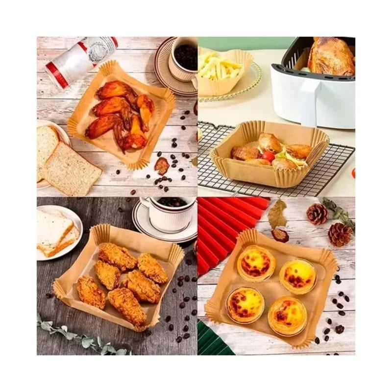 Genérico - Pack 150 Forros Airfryer Papel Antiadherente Freidoras Cuadrado 16cm