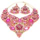 thumbnail image 1 of 2 Pzas Conjuntos de Joyería para Mujer Joyería de Cristal Rosa para Mujer Collar y Aretes Brillantes Compromiso Boda Conjuntos de Joyería para Novias Dama de Honor, 1 of 7