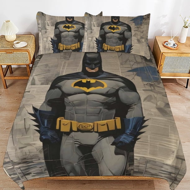 Batman Bedding Sets Ultra Soft Skin-Friendly Duvet Cover 3 Piece, Cute Comforter Cover Bed Set for Boys Girls Kids