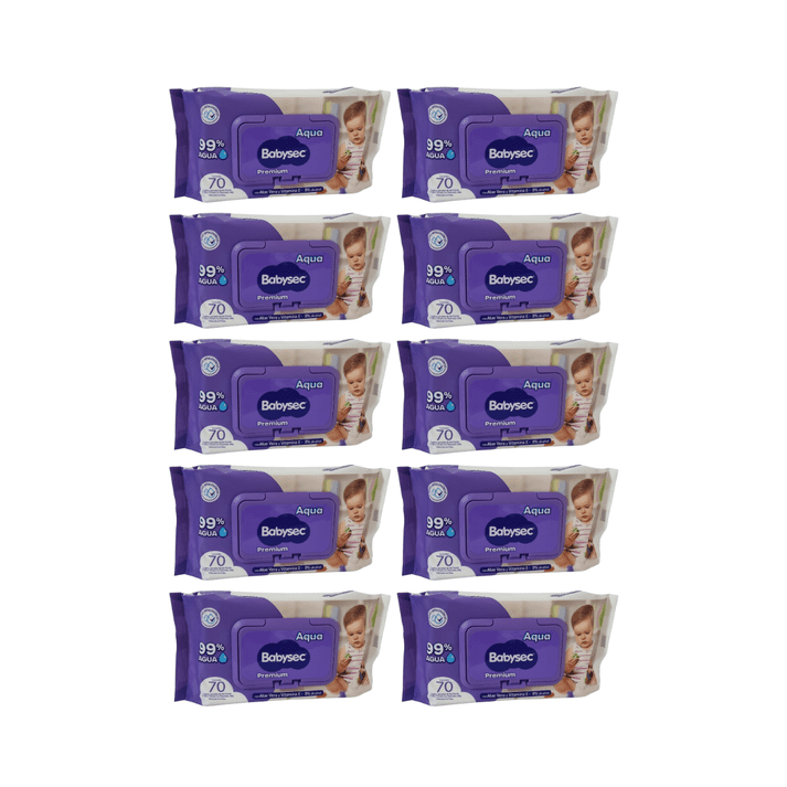 Pack 10 Toallitas Húmedas Babysec Hipoalergénicas Aloe Vera 70 Unidades C/u ,700 Toallitas,
