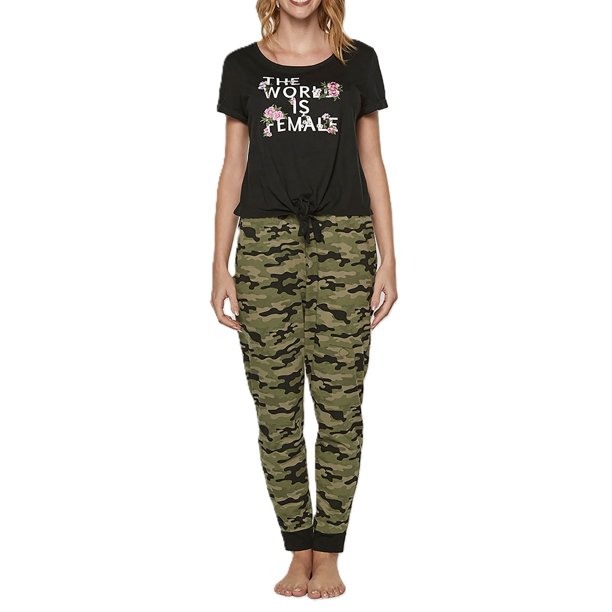 Pijama Largo De Algodón Con Estampado