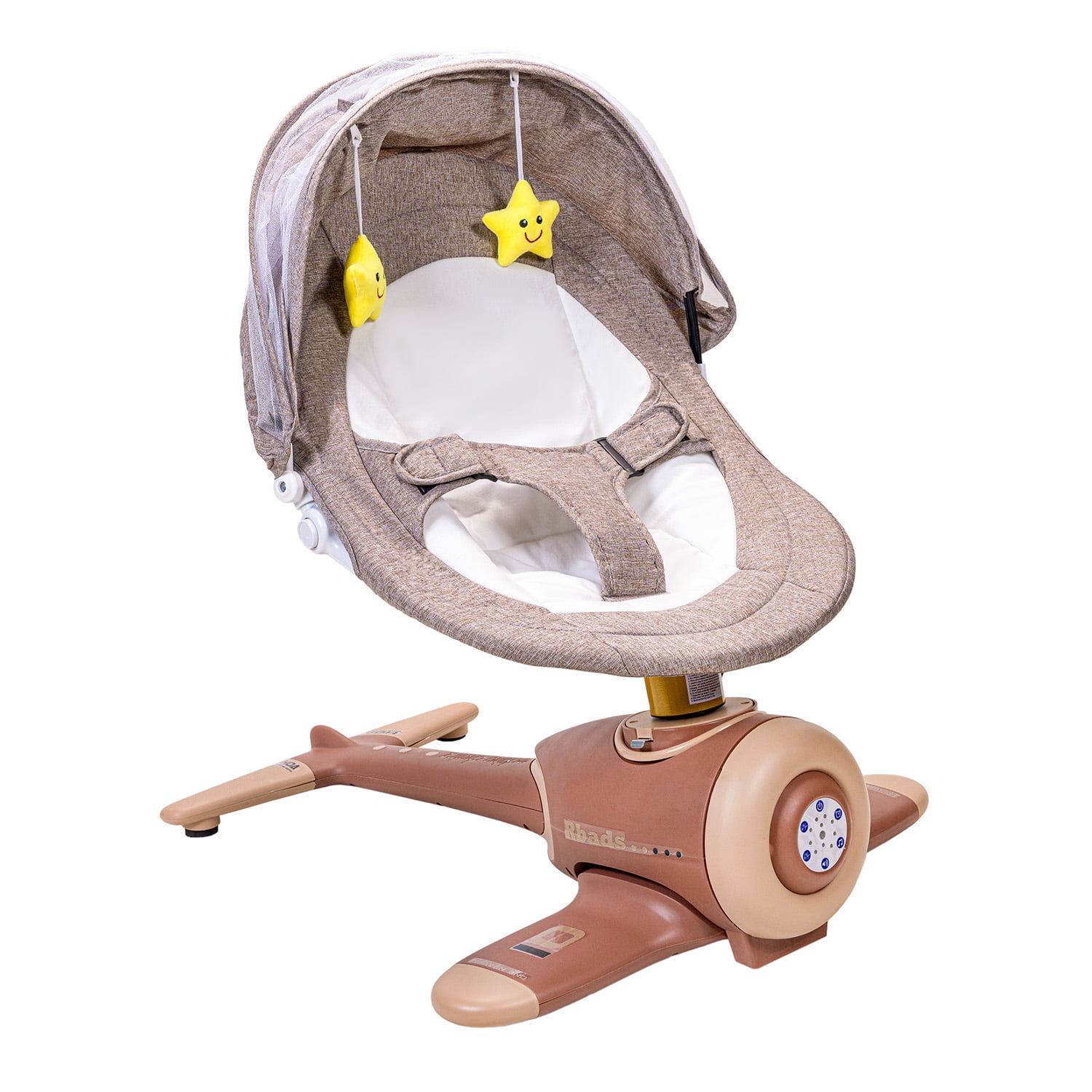 Mundo Online - Silla Mecedora Electrica Bebe Avioncito Safebaby Bluetooth Marrón
