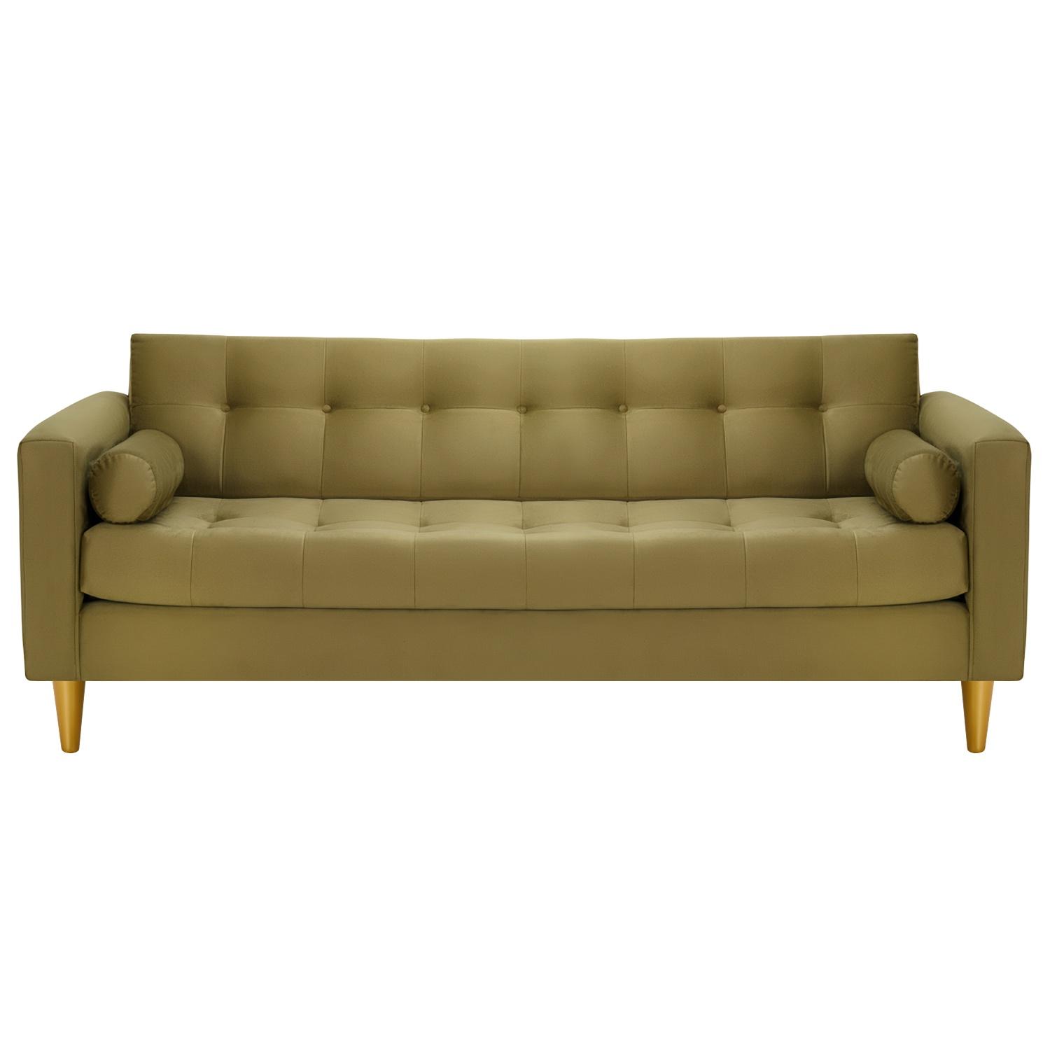 Bodevir - Sofa Retro 3Cg Felpa 01 Verde Musgo