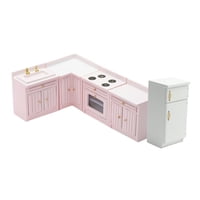 Magideal - Cocina De Juguete Para Niños Muebles De Casa De Muñecas De Madera Juego De Accesorios En Miniatura Diseño Realista Y Duradero Adecuado Para Decoració Rosa