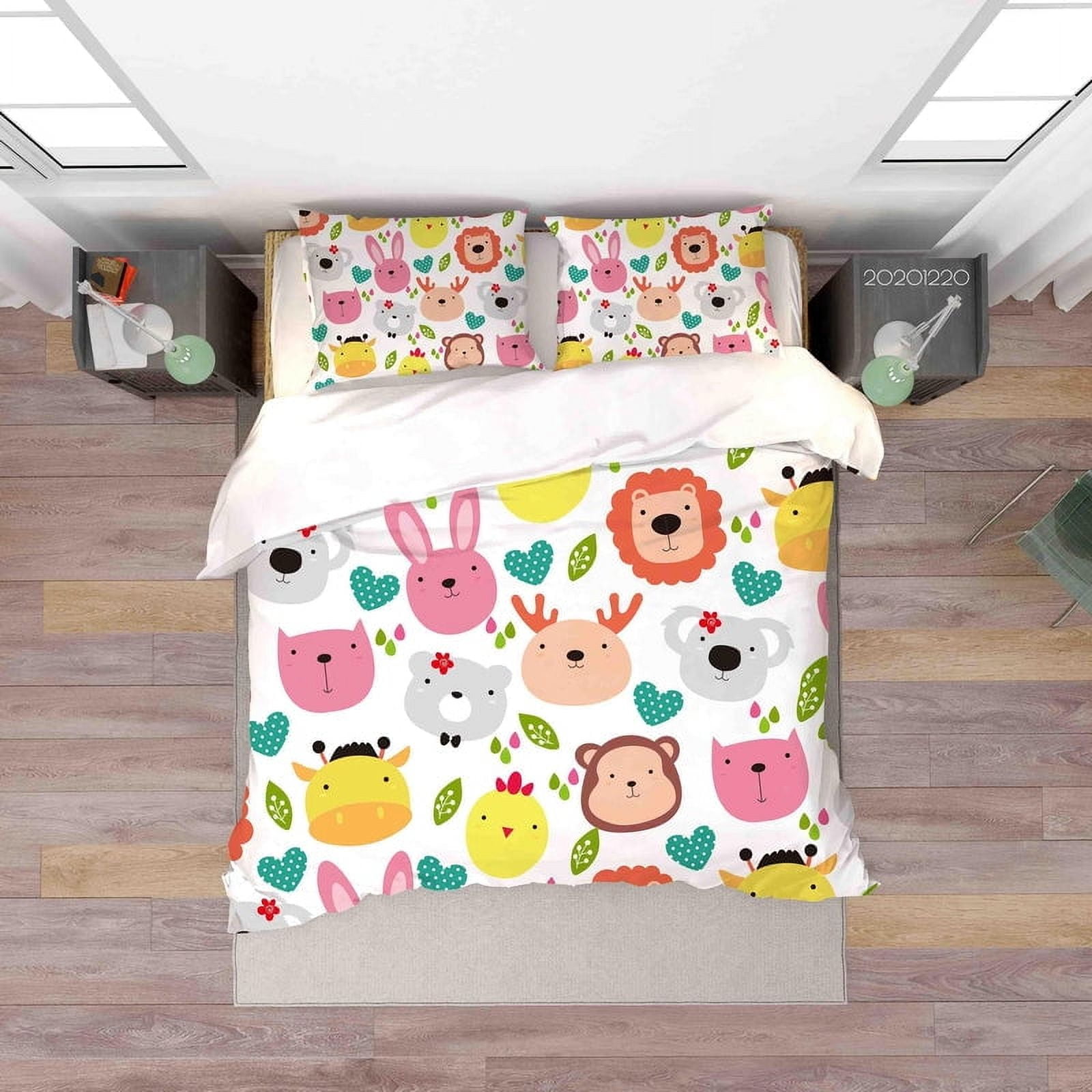 Milsleep - 3d Dibujado A Mano De Dibujos Animados De Animales De Color Funda Nórdica Juego De Ropa De Cama Conjunto