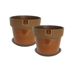 Pottery - Set De 2 Maceta Greta 19Cm Mamey Y Sus Platos