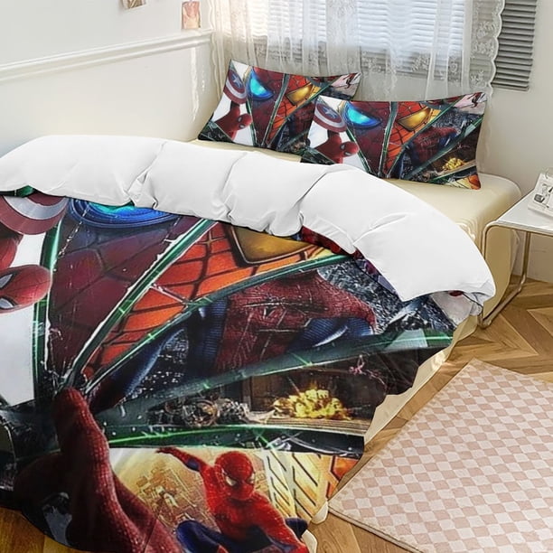 Spider-Man 3-Piece Twin Bed Set - Includes 1 Single Quilt And 2 Pillow Cases Bedding - Fade Resistant Microfiber - Spider