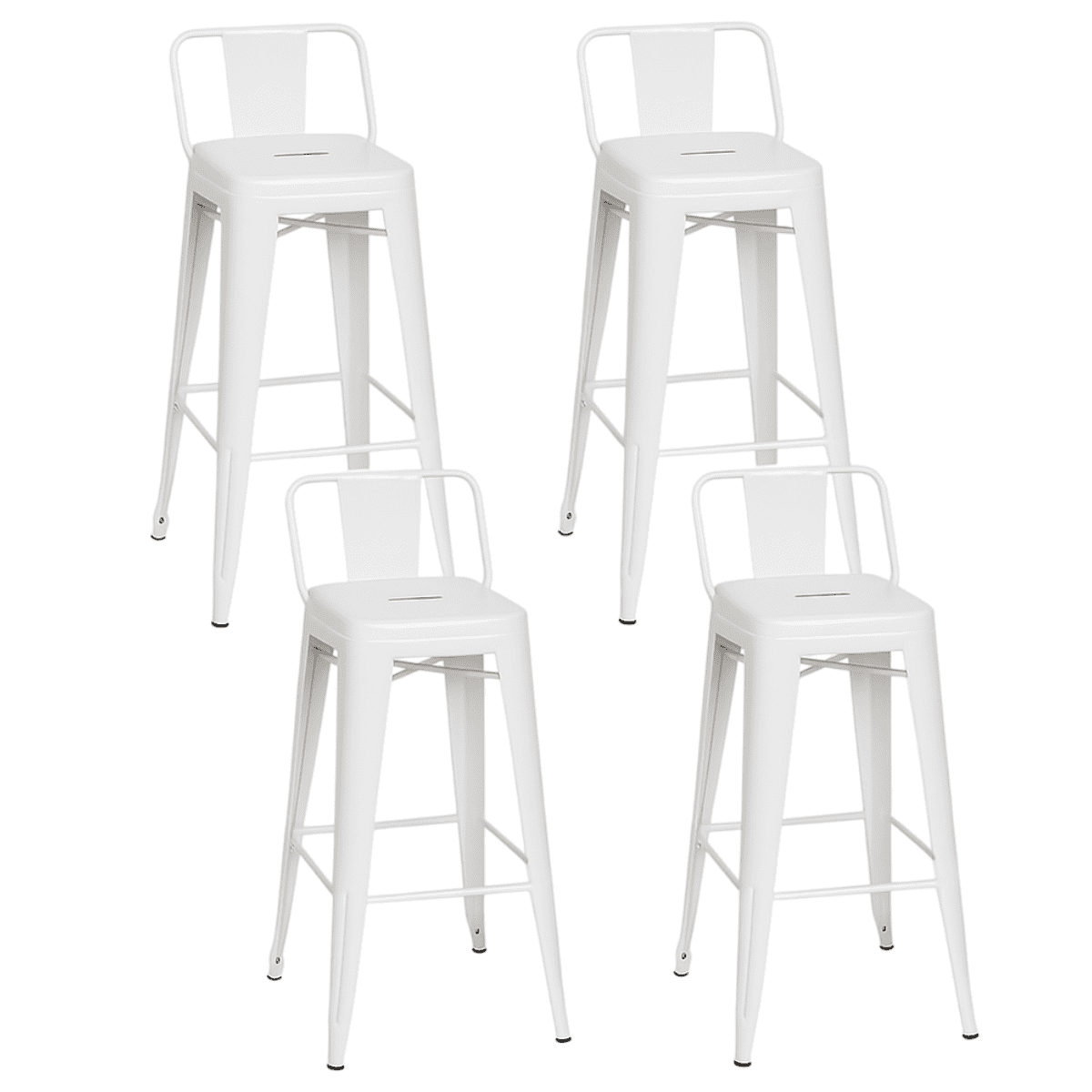 Moboi - Pack 4 Taburetes Tolix Clásico Blanco 66cm