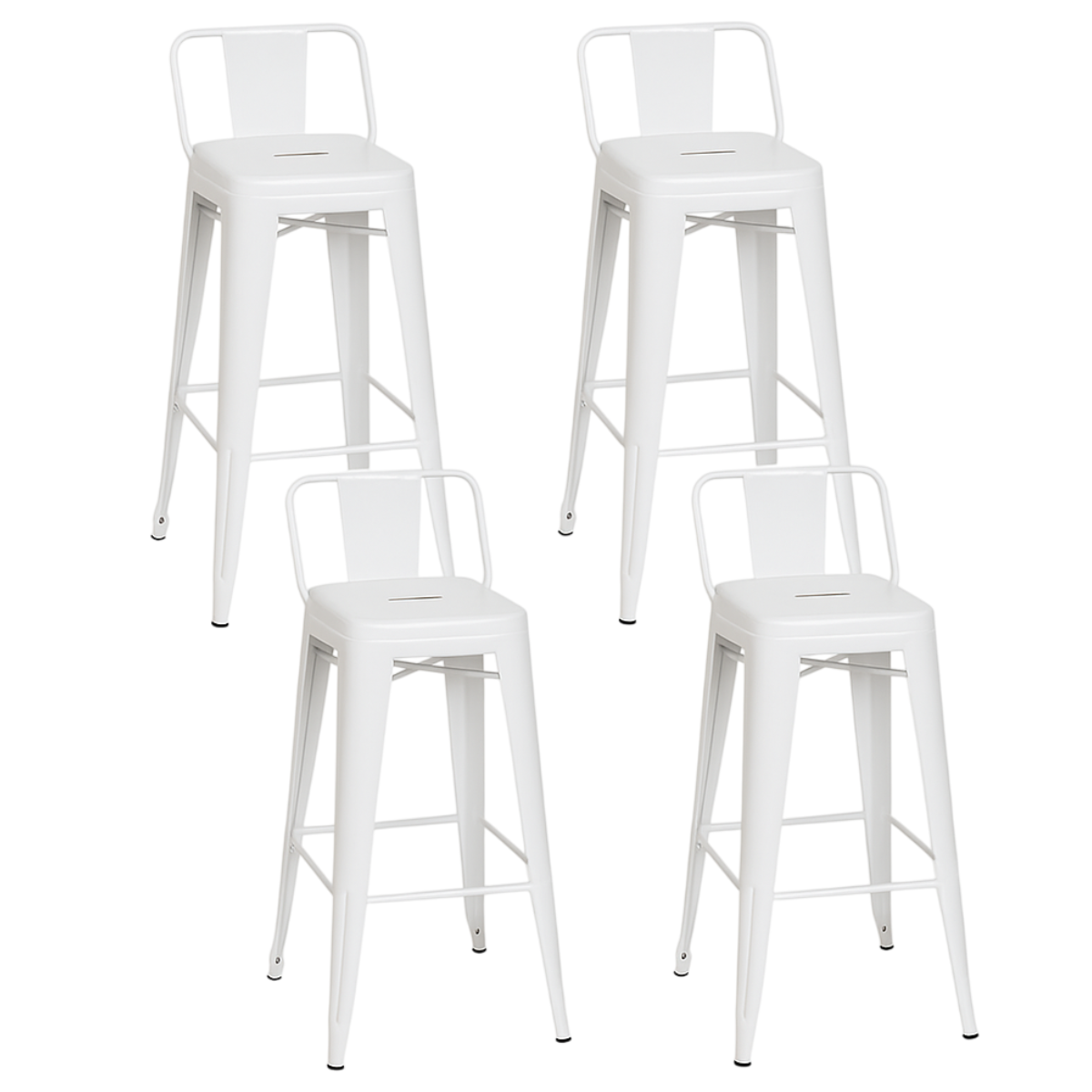 Moboi - Pack 4 Taburetes Tolix Clásico Blanco 66Cm