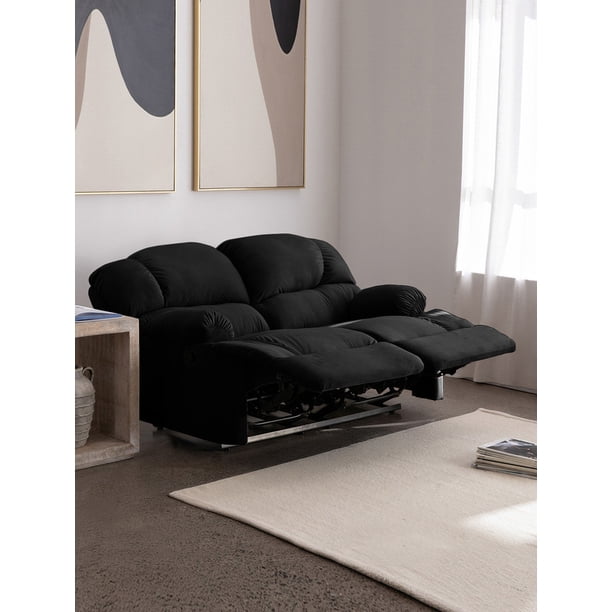 Bergere Perugia Reclinable 2 Cuerpos Tela Velvet Negro