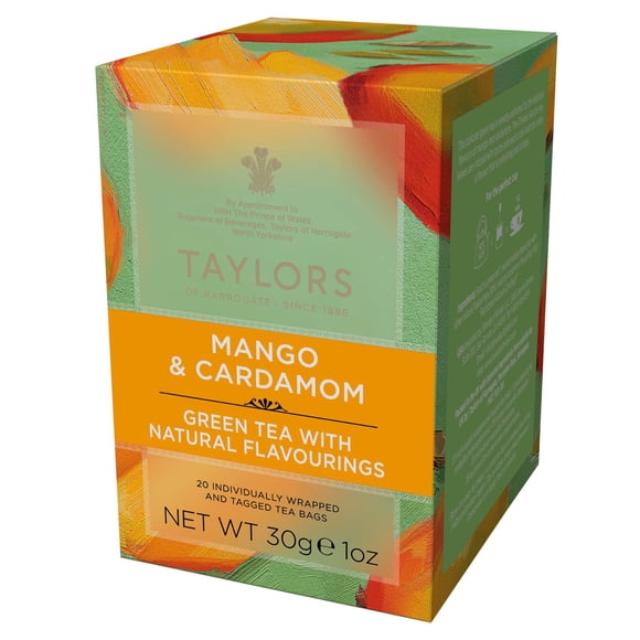 Tea Taylors of Harrogate, color verde mango y cardamomo, 20 bolsitas