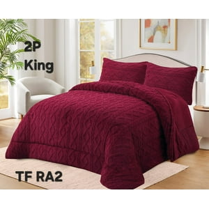 Aladdins Shop - Cobertor De Invierno Texturizado Con Chiporro King Trenzado Burdeo