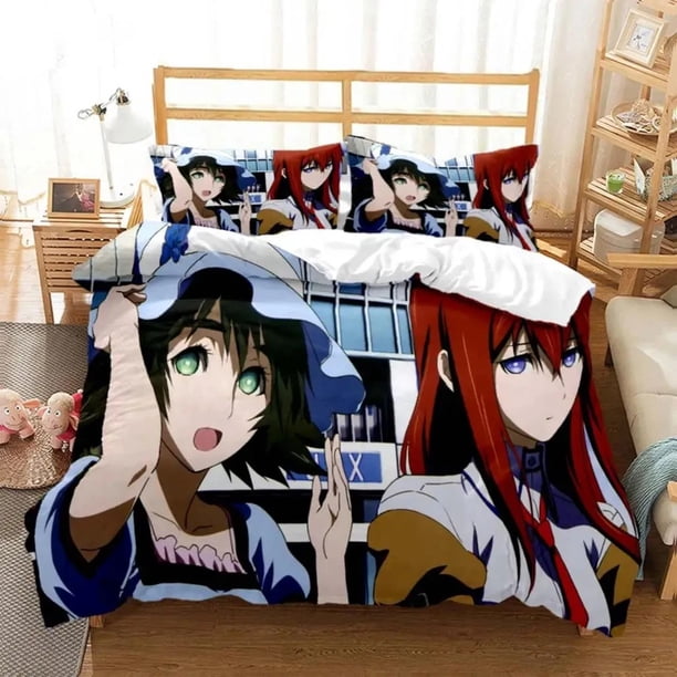 Steins Gate Bedding Set Double Duvet Cover Comforter Pillowcase Boys Girls Adults Bedroom Home Textiles