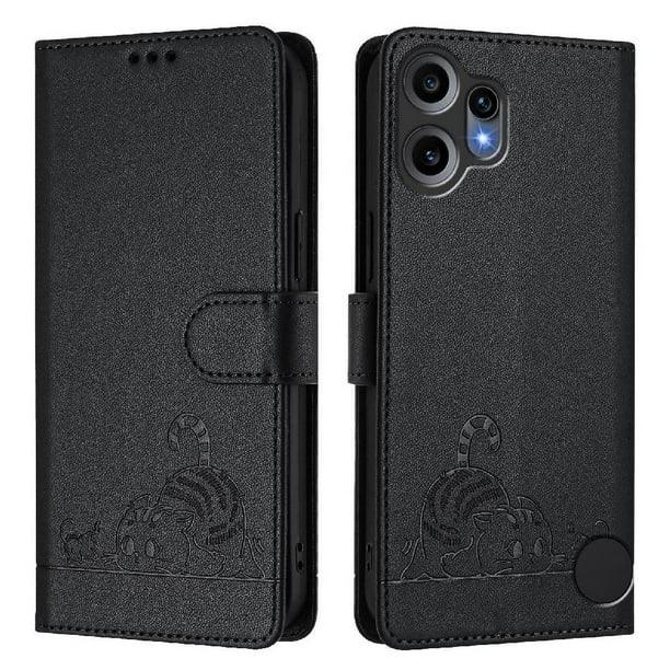Funda tipo cartera FOXDOCK para Nothing CMF Phone 2 Pro con soporte, ranuras, RFID, diseño de gato