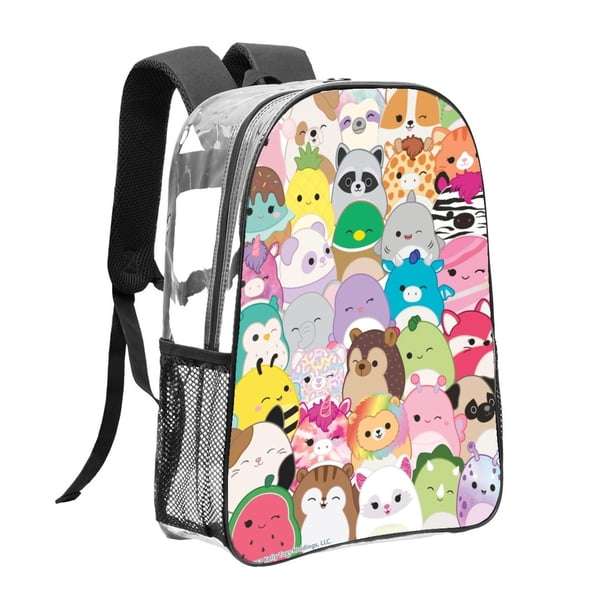 Squishmallows Mochila transparente temática, resistente y duradera, bolsa see-through para trabajo, deporte, universidad y viaje, 31 × 43 cm