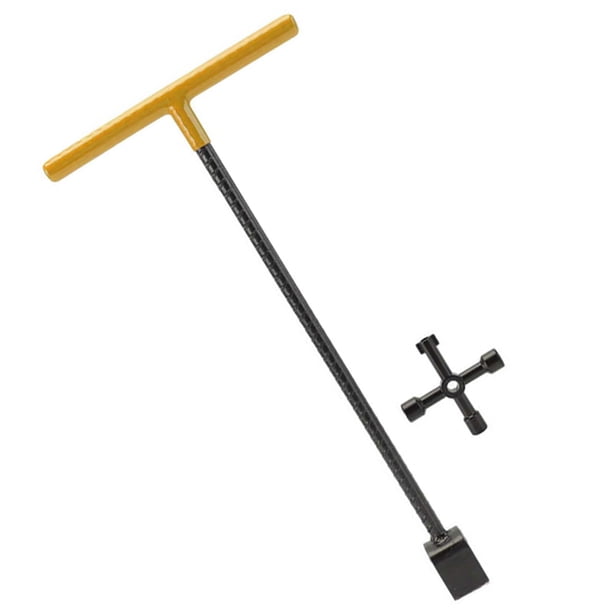 Llave para medidor de agua, herramienta práctica de plomería de acero reforzado, llave para válvula de cierre de agua subterránea de alta resistencia, 16 pulgadas amarillo