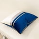 thumbnail image 3 of Funda de cojín de terciopelo con diseño de rayas de cuero azul marino, blanco y dorado, con diseño de patchwork, moderna y lujosa, para sofá, sala de estar, dormitorio y coche., 3 of 7