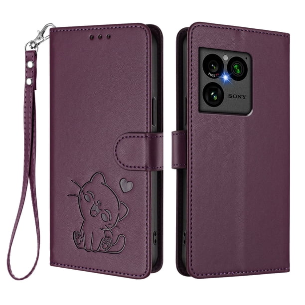 Carcasa Billetera de Cuero Sintético para Sony Xperia 1 VIII, Morado Oscuro