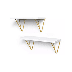 Genérico - 2 Repisas Decorativas Estilo Nórdico Organizador Blancas Y Doradas