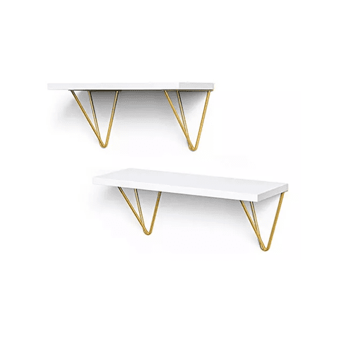 Genérico - 2 Repisas Decorativas Estilo Nórdico Organizador Blancas Y Doradas