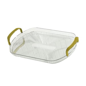 Bothyi - Bandeja De Servicio Con Asas Doradas Bandeja De Cosméticos Decorativa Para Comidas, Refrigerios Transparente