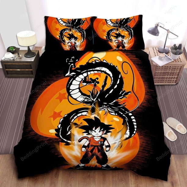 Dragon Ball Kid Goku & God Dragon Art Bed Cover Duvet Cover Bedding Set3-Piece Bedding Set (1 Duvet Cover + 2 Pillow Shams)