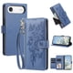 thumbnail image 1 of Funda Billetera Floral en Relieve iphone17 air con Tarjetero y Cremallera Azul, 1 of 6