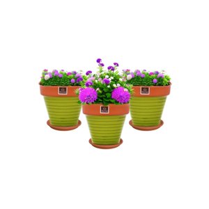 Mestiza - Set De 3 Maceta Kony 15Cm Terra Verde Y Sus Platos
