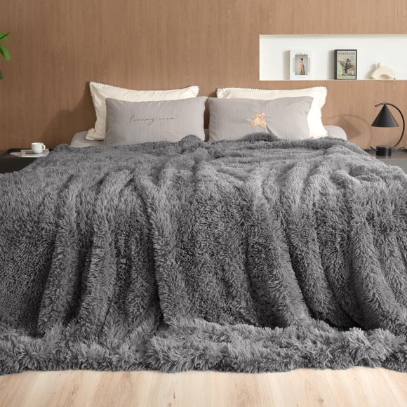 Manta Pawque Luxury de piel sintética supersuave de 230 x 230 cm, color gris