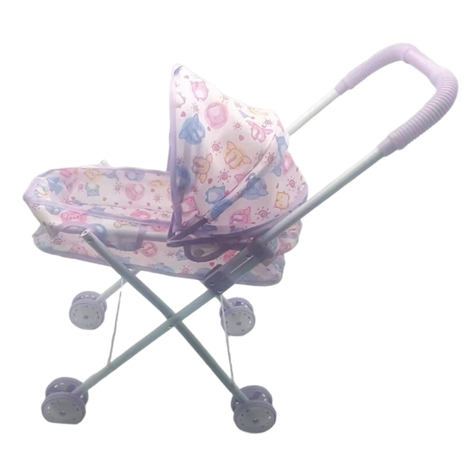 Magideal - Cochecito De Bebé Plegable Para Muñecas, Carrito Interactivo Para Niñas, Regalo Para Juego De Simulación, Juguete Para Niños, Niñas Y Niños Pequeños Púrpura