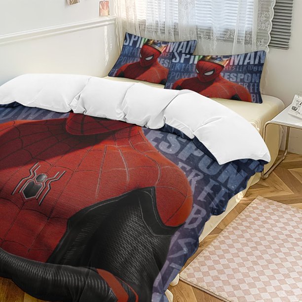 Spider-Man Bedding Comforter Sets 3-Piece Bedding Set Soft Warm Bed Set for Bedroom All Season