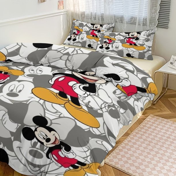 Mickey Print Bedding Set Pattern Duvet Cove Set 3 Pieces 1 Quilt Cover And 2 Pillowcases for Women Men Teens