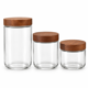 thumbnail image 3 of Set de 3 Frascos de Vidrio con Tapa Efecto Madera, 3 of 3
