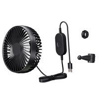 Magideal - Ventilador Usb Para Coche, Con Circulación De Aire, Giratorio, Compacto, 3 Velocidades, Ajustable, 12 V/24 V, Para Autocaravana, Casa, Sedán, Vehículo Negro