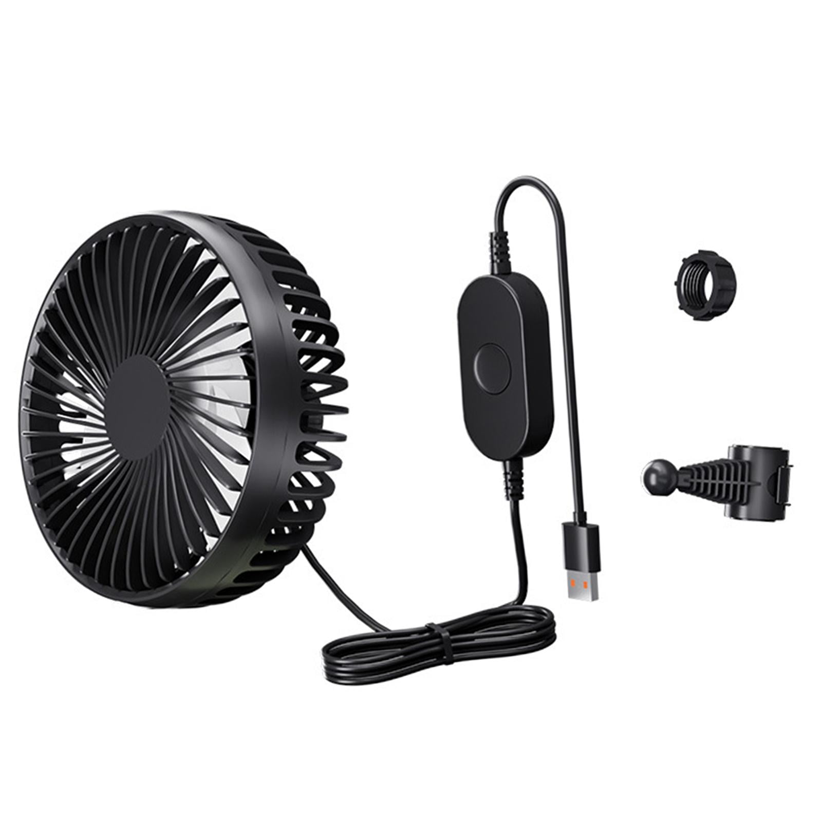 Magideal - Ventilador Usb Para Coche, Con Circulación De Aire, Giratorio, Compacto, 3 Velocidades, Ajustable, 12 V/24 V, Para Autocaravana, Casa, Sedán, Vehículo Negro