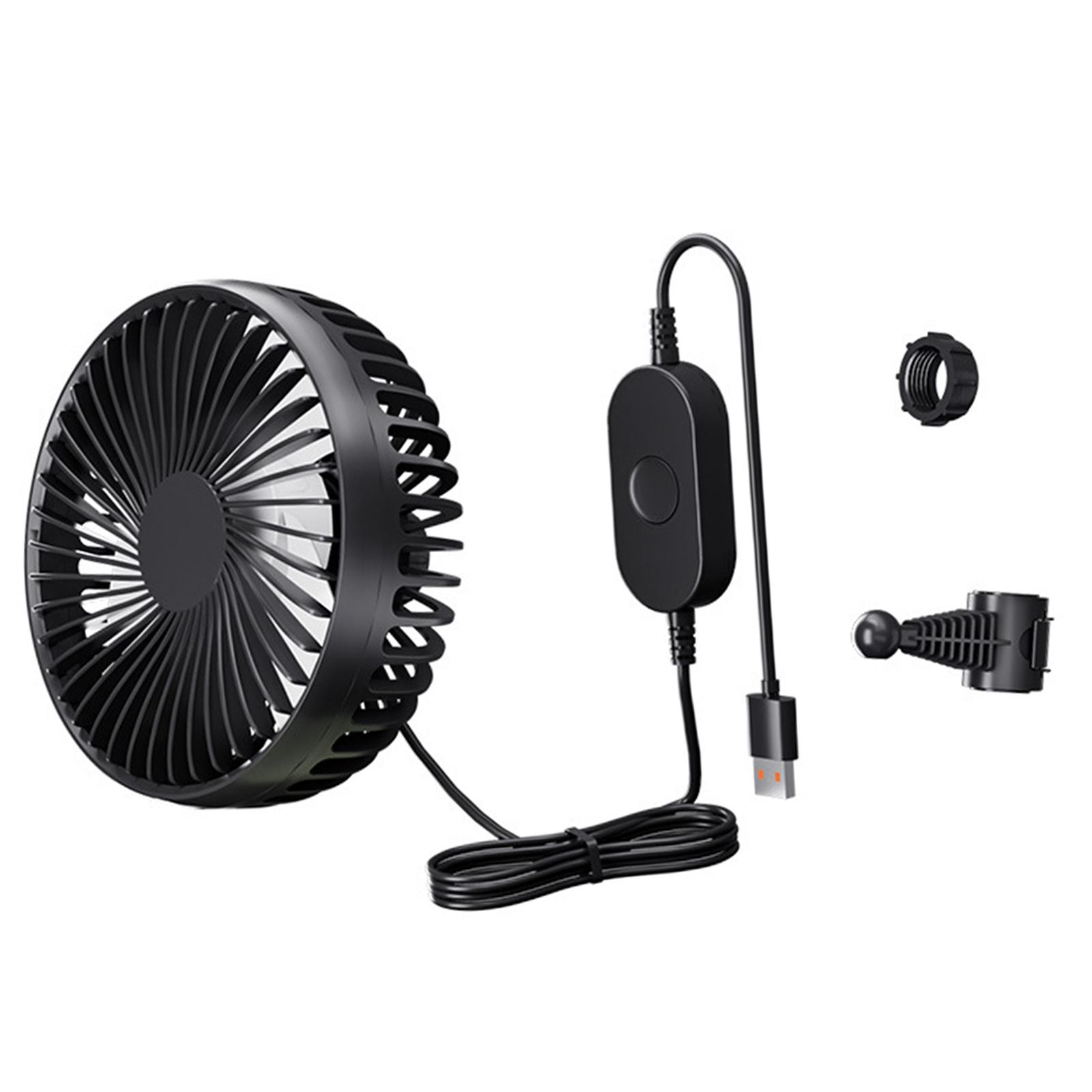 Magideal - Ventilador Usb Para Coche, Con Circulación De Aire, Giratorio, Compacto, 3 Velocidades, Ajustable, 12 V/24 V, Para Autocaravana, Casa, Sedán, Vehículo Negro