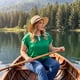 thumbnail image 4 of GRACE & GRANDEUR Blusa de Mujer Talla Grande Cuello Redondo con Abertura de Color Contraste Manga Corta Casual de Verano 2X Verde, 4 of 7