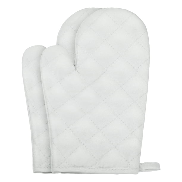 Guantes de Horno Suaves, Guantes de Cocina Resistentes al Calor, Forro de Algodón Grueso, Agarre para Hornear, Asar a la Parrilla, Juego de Manoplas de Cocina de 2 Plata 10.6x6.7 pulgadas