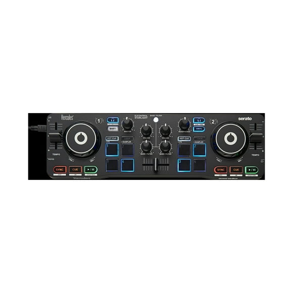 Hercules DJControl Starlight – Controlador DJ Compacto con Serato DJ y Retroiluminación RGB